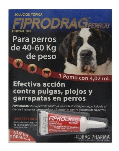 Pipeta Antiparasitaria Fiprodrag Perros 40 A 60 Kg Pethome