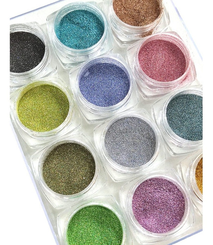 Polvo Glitter Holográfico De Colores Decoración Uñas X12u