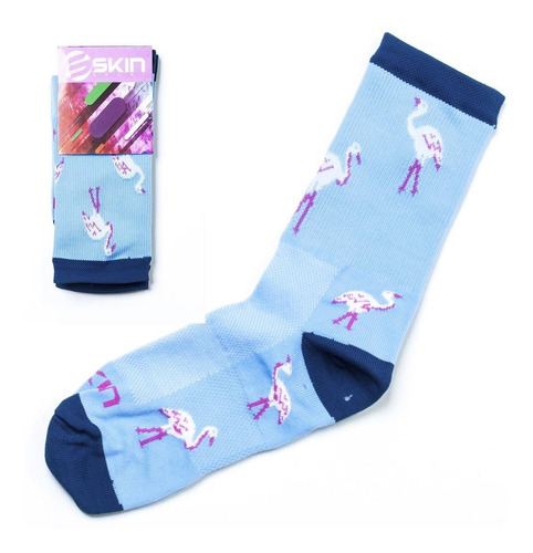 Meia Ciclismo Skin Sport Flamingo Azul/rosa