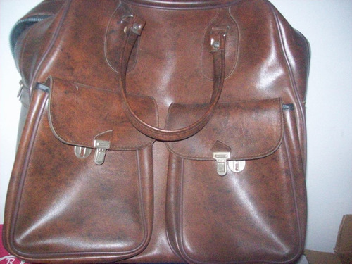 Bolso De Cuero Vinílico Década Del '70 Impecable