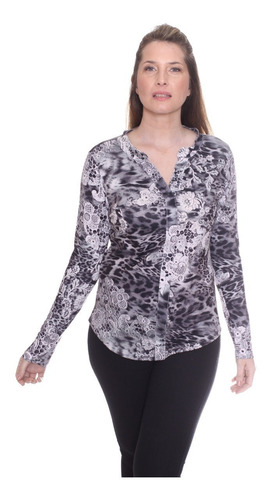 Imagen 4 de 10 de Remera Manga Larga De Mujer Tipo Chomba Art 3106