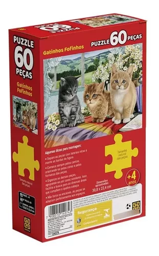 Puzzle 60 peças Gatinhos Fofinhos - Loja Grow