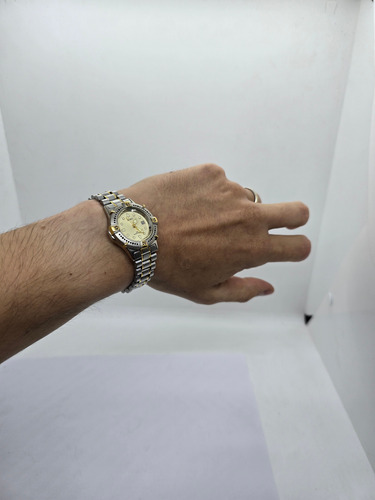 Reloj Pequeño Adec Fechador Agujas Fluor Bisel Giratorio Plateado Dorado Dorado (Usado)
