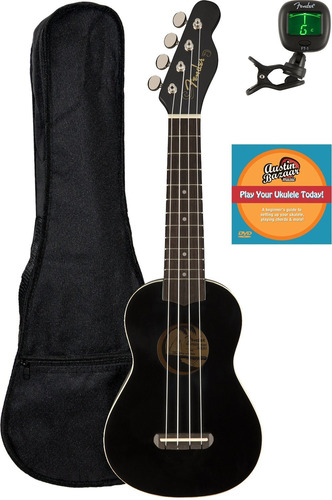 Imagen 1 de 1 de Fender Venice Ukelele Soprano Color Negro Bolsa Austin