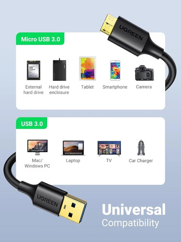 Cable Para Disco Duro Micro-b Ugreen 5gbps Usb 3.0