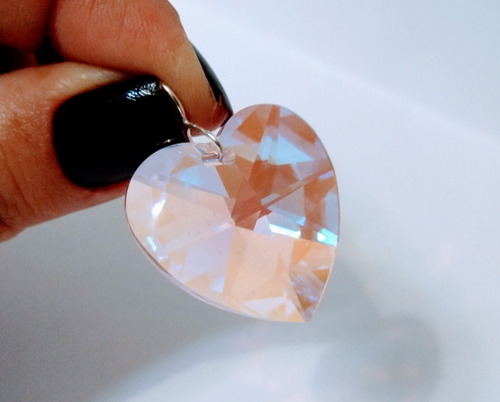Imagem 7 de 8 de Colar Coração Cristal Swarovski Rose Blue Boreal Prata 925