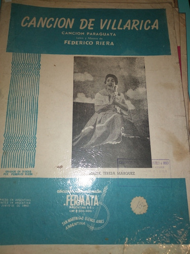 Partitura Paraguaya Cancion De Villarica Federico Riera 
