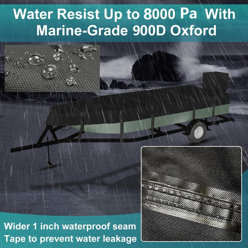 Cubierta De Lancha De Poliéster 900d Impermeable 16 A 18 Pie