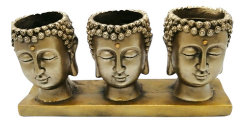 Cabezas De Buda Macetero Plateado 12cm De Altura Bronce