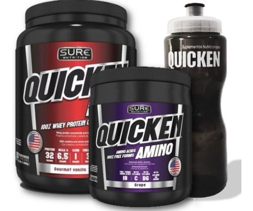 Whey Protein Quicken Bull 1000g Amino 1013g Shaker Proteína