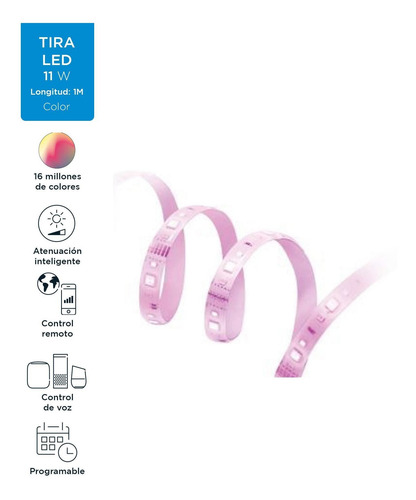 Extensión de Tira Led Inteligente Wiz Rgb 11w 1mts Wi-fi sin fuente de alimentación