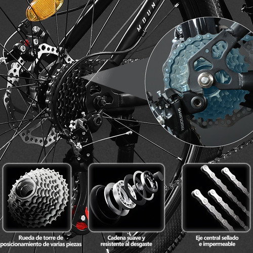 Bicicleta De Montaña 21 Velocidades Amortiguación Ajustable R26 Doble Suspensión Disco Mecánico Regalo de accesorios kit Color Negro