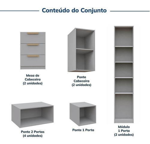 Guarda-roupa Modulado 11 Peças 13 Portas Com 2 Mesas De