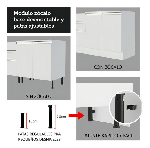 Cocina Integral Completa Modular Madesa Glamy 240cm Color Blanco 12