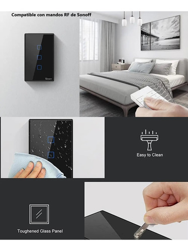 Sonoff T3 Negro Interruptor Wifi Rf 1 Boton Alexa Google