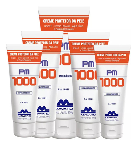 Kit 5 Un Creme De Proteção De Pele Pm 1000 120 G Mavaro