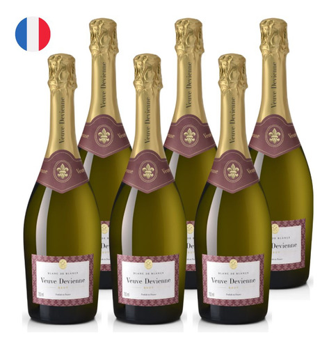 Kit 6 Espumantes Veuve Devienne Brut Branco França 750ml