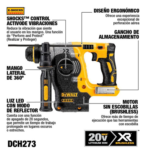 Rotomartillo Sds Plus 1'' 20v Máx Xr Dewalt Dch273b