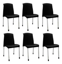 Comprar Sillas Plasticas Apilables Reforzadas Galana Malba Pack 6 Color Negro