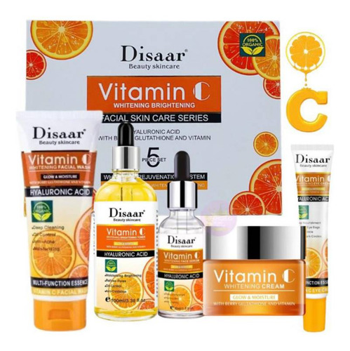 Kit 5 Piezas Skincare Vitamina C + Ácido Hialurónico Facial