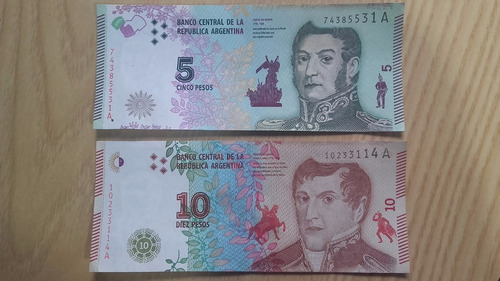 Lote Billetes 5 Y 10 Pesos Nuevos! Impecables! Sin Circular!