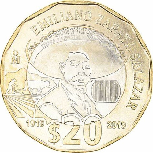 Moneda De 20 Pesos Emiliano Zapata Salazar