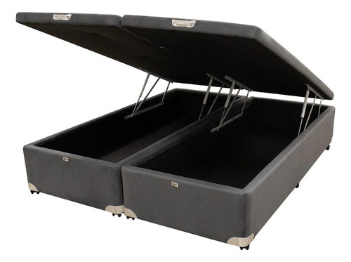 Cama Box Baú Castor King Vellus Cinza 193x203x35cm