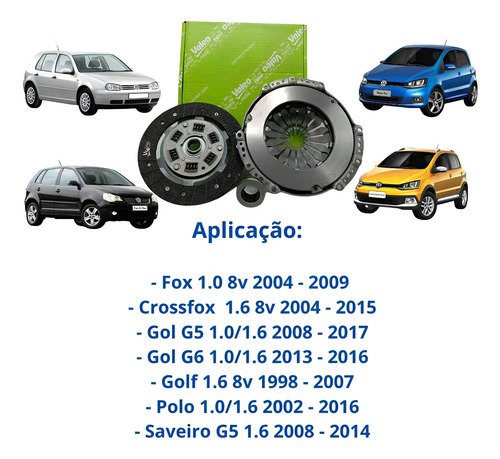 Embreagem P/ Gol Voyage G5 1.6 1.0 8v Original Valeo