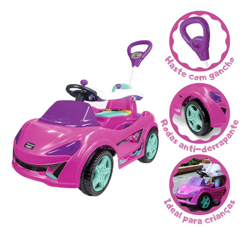 Quadriciclo Carrinho Passeio Pedal Infantil 30kg Mc Laram Cor Rosa