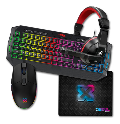 Kit Gamer Xsoul Teclado Luz Led Mouse Pad Auriculares