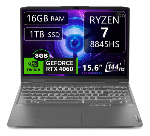 Lenovo Loq 15ahp9, Ryzen 7-8845hs, 16gb, 1tb, Rtx4060