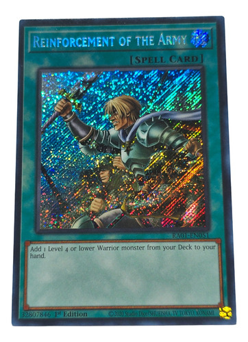 Reinforcement Of The Army Secret Rare Ra01 Yugioh!