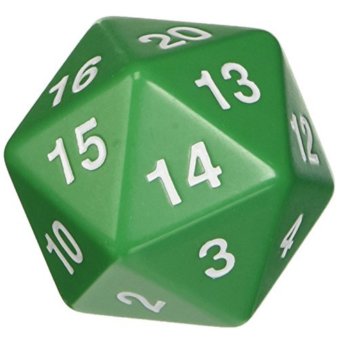 Dados Jumbo Verdes D20 Cuenta Regresiva Dados De 55 Mm