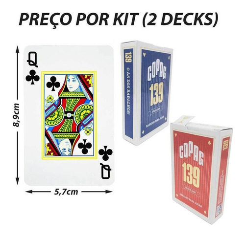 Baralho Copag 139 Tradicional Naipes Tamanho Normal Kit C/ 2