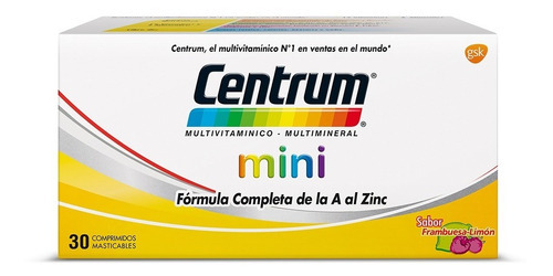 Centrum Mini Multivitaminico Multimineral 30 Comprimidos. Sabor Frambuesa Limon