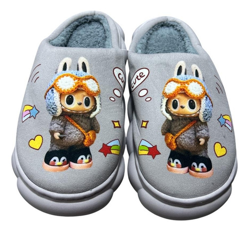 Pantuflas De Labubu Invierno Con Chiporro Tendencia Frío