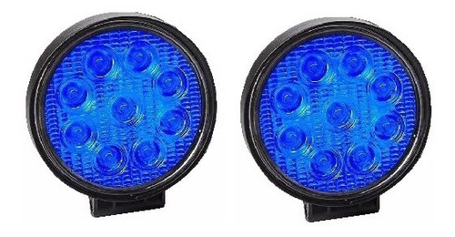 Par De Faro Led Auxiliar 27w 9 Led Azul 12/24v 4x4 Off Road