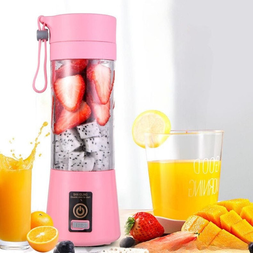 Mini Liquidificador Portátil Shake Frutas De 500ml Rosa