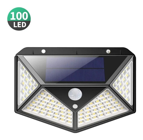 Luz Solar 100 Led 1200 Lumens Lámpara Sensor Movimiento Color Negro