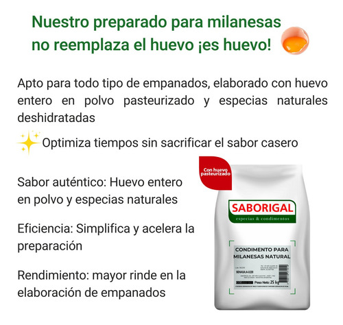 Condimento Para Milanesas Natural X 25 Kg Saborigal