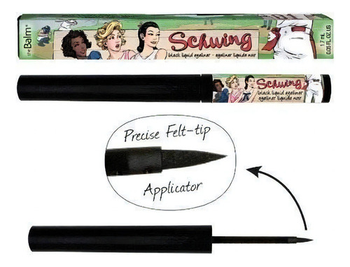 Delineador líquido theBalm Schwing color negro con acabado mate