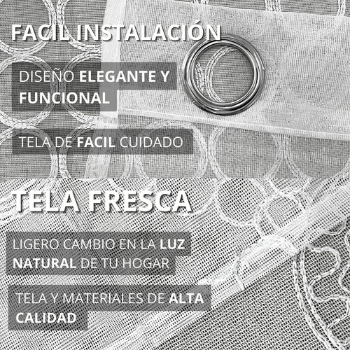Cortina Blanca Translúcida Bordada 230x135 Cm 1 Pza Blanco