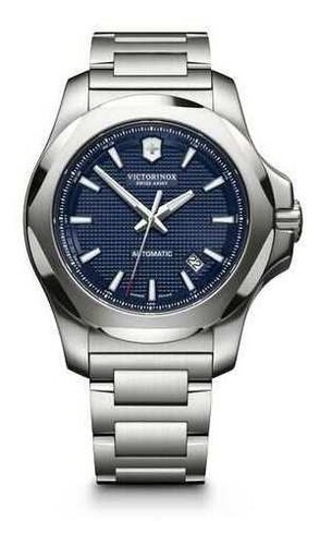 Relógio Victorinox Masculino Automático Swiss Army 241835 Cor da correia Prateado Cor do bisel Prateado Cor do fundo Azul