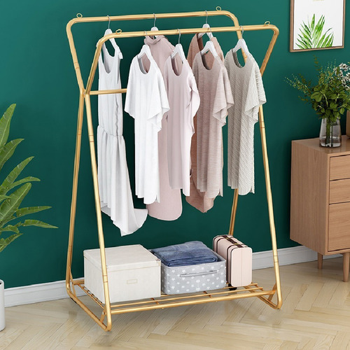 Perchero Organizador Estante Perchas Ropa Calzado Utilisimo Color Dorado Claro