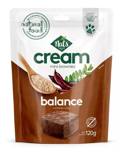 Snack Petisco Cães Mini-brownies Cream Balance Nats 120g