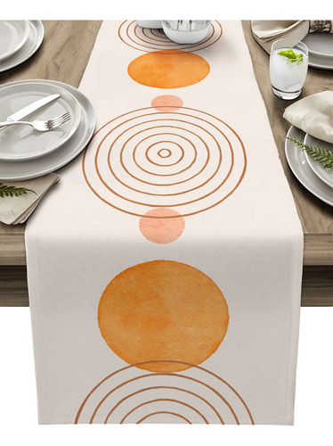 Mantel Minimalista Con Geometría Artística, Camino De Mesa D