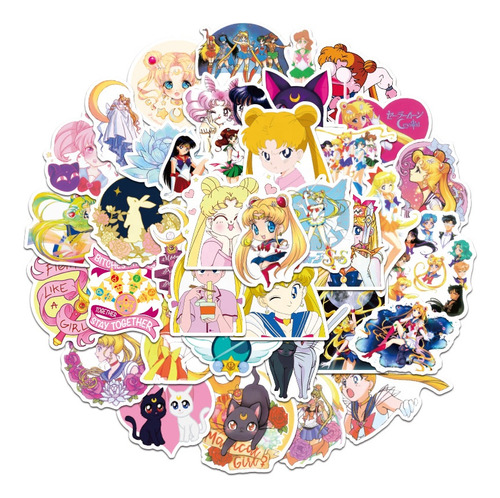50 Pegatinas Clásicas De Anime Sailor Moon Girl Para Noteboo