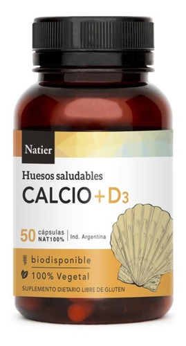 Calcio + D3 Huesos Saludables Natier 50 Capsulas