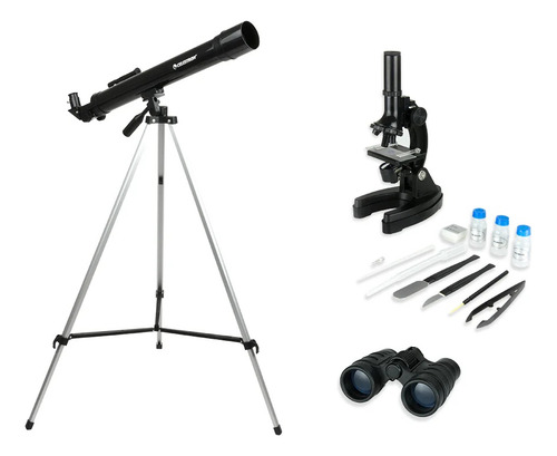 Kit Celestron Telescopio 50mm + Microscopio + Binoculares Color Negro