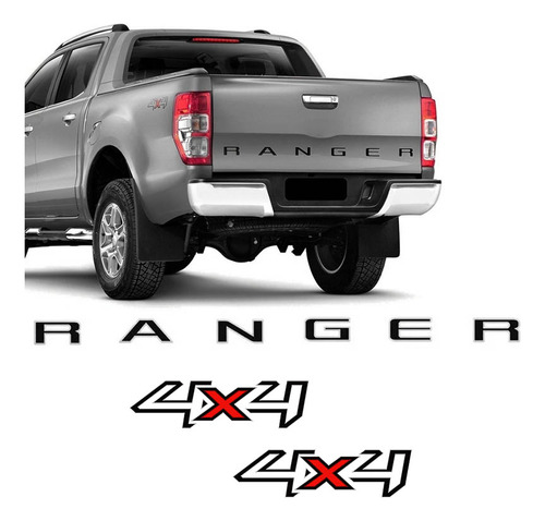 Kit Ford Ranger 2013/2016 Adesivo 4x4 E Faixa Tampa Traseira